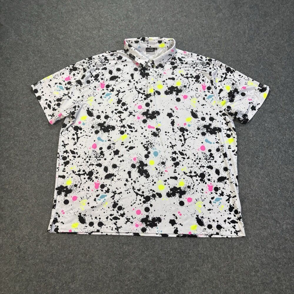 Sunday Swagger Golf Polo Shirt Mens Sz 4XL Graffiti Splatter Pattern Performance